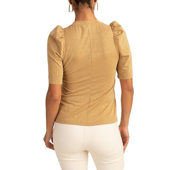 TRINA TURK Forbidden Puff-Sleeve Top in Gold - NWT - Picture 3 of 3